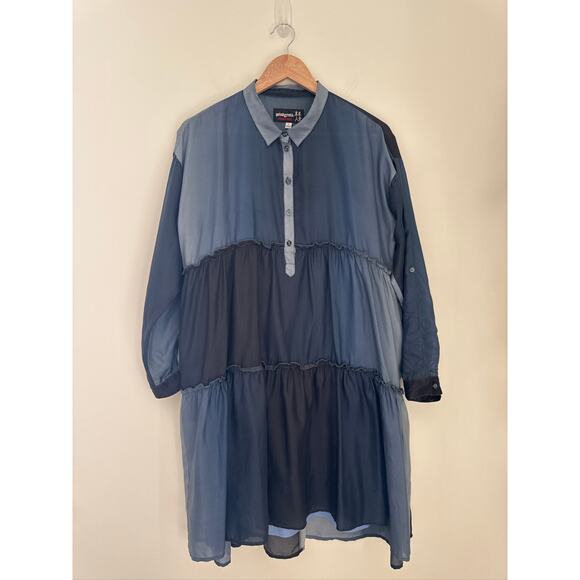 Johnny Was Pete & Greta Silk Tiered Long Sleeve Baby Doll Midi Dress, Small - Picture 1 of 8